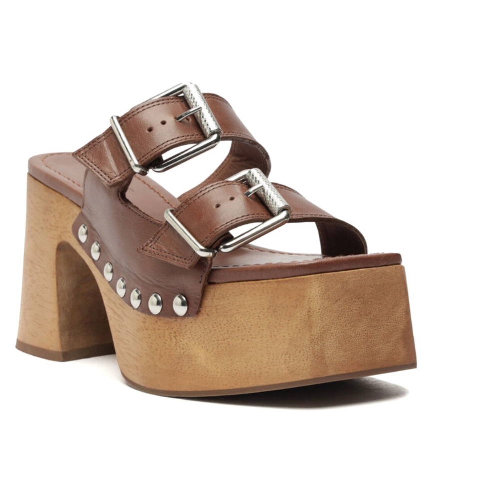 SCHUTZ Kayleigh Leather-Trim Sandal
